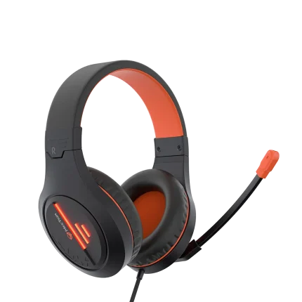 Meetion HP021 Stereo Gaming Headset – Black & Orange, Noise-Cancelling Mic